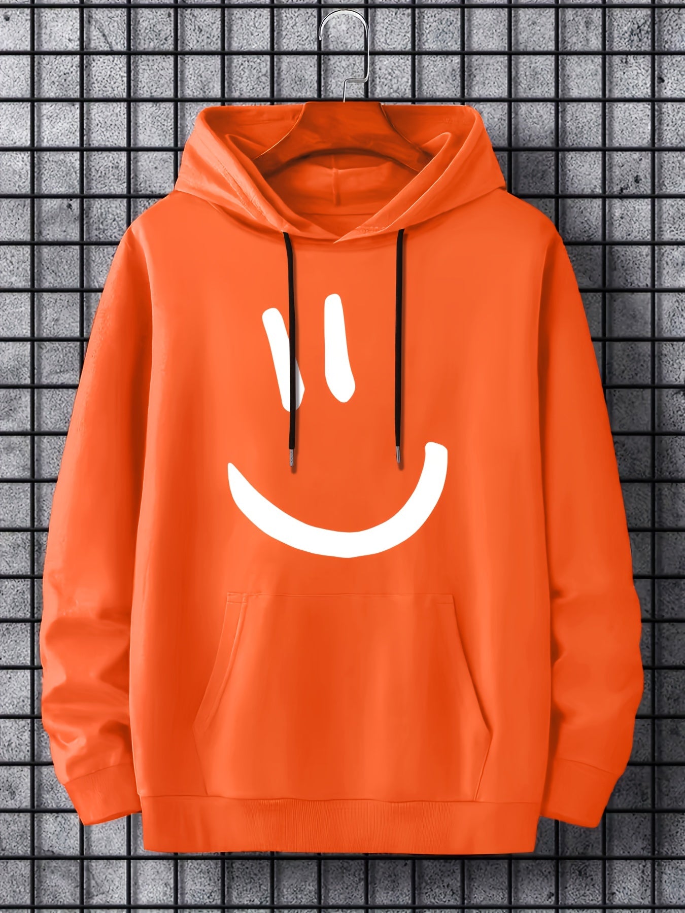 Men's Hoodie with Smile Face Graphic Print Long Sleeve Casual Plus Size Spring Autumn