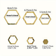 Hexagon 3D Wall Mirror Stickers Acrylic Decals Glam Style Self-Adhesive Polished Finish Vertical Irregular Shape Home Decor