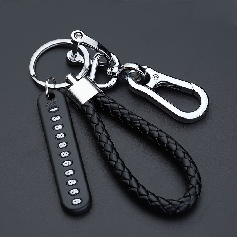 Men's Gold Keychain With Woven Rope Pendant Cool Couple Accessory