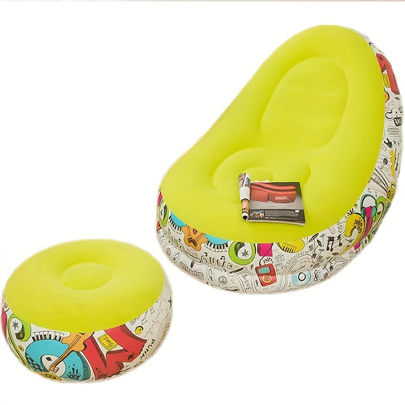 Red PVC Inflatable Lounge Chair with Backrest for Indoor and Outdoor Use