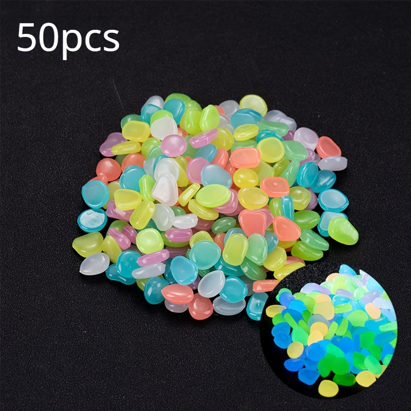 Glow-In-The-Dark Resin Pebbles for Garden Fish Tank Flower Pot Bonsai Decoration 50 or 100 Pieces