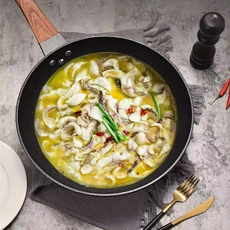 Green Cast Iron Non-Stick Frying Pan 1-Piece Smokeless Induction Gas Compatible