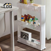 3-Layer Refrigerator Edge Gap Organizer Cabinet for Bathroom and Living Room Storage Free-Standing Trolley