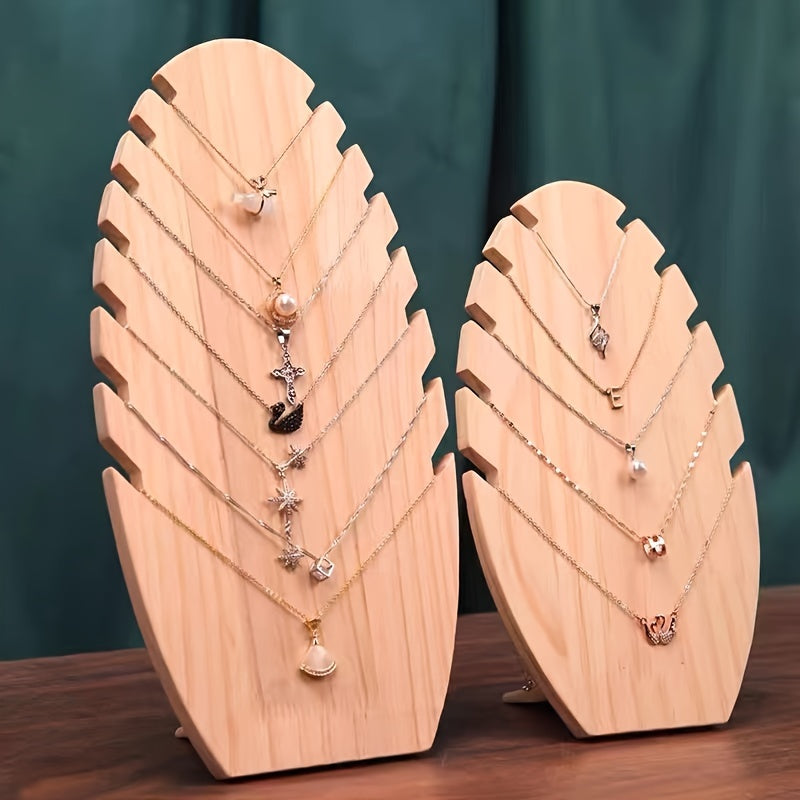 Soporte de joyería de madera color caqui con patrón de llamas para collares, pulseras y relojes