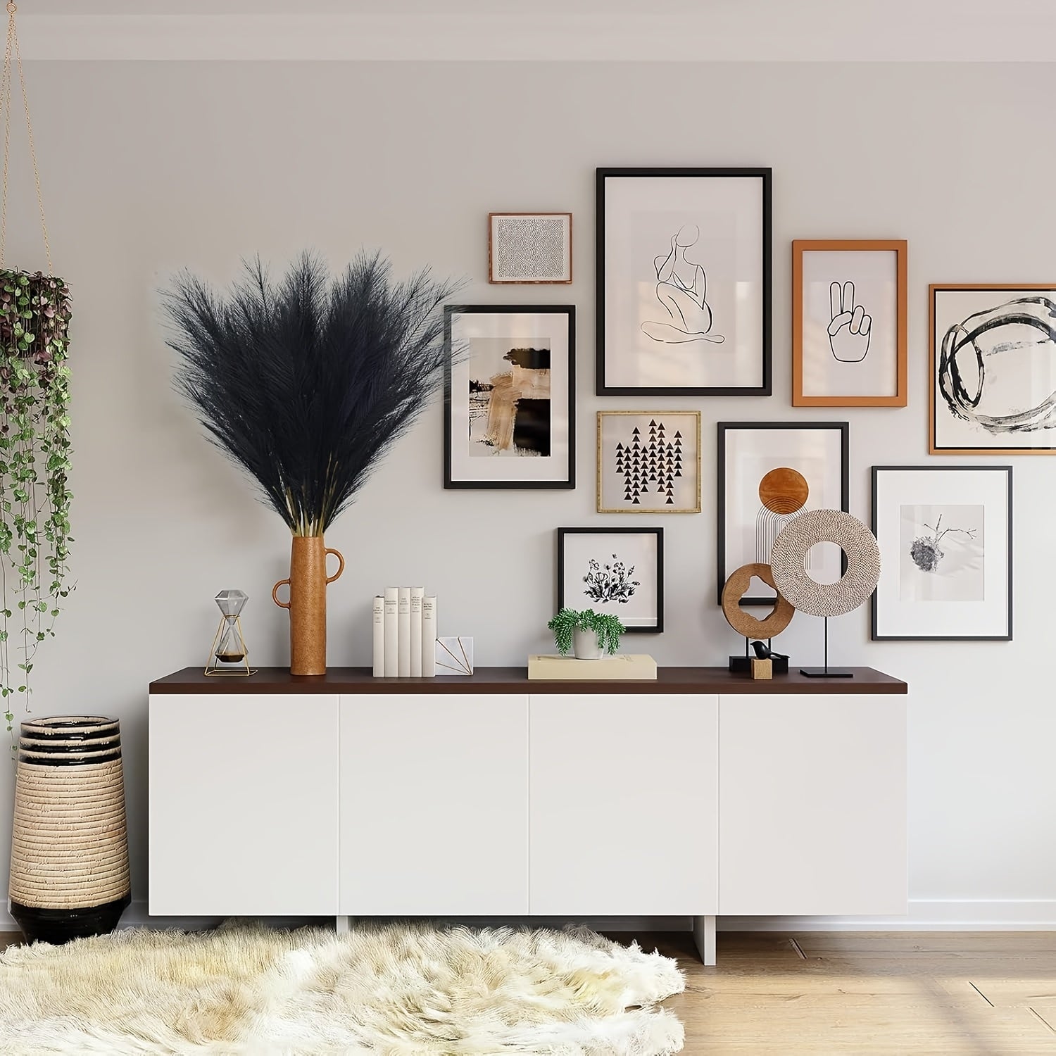 Decoraciones de hierba de pampas artificial bohemia de 54.86cm para uso en mesas durante las fiestas