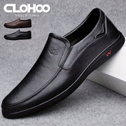 CLOHOO Erkaklar Slip-On Loaferlari: Yumshoq charm, kauchuk taglik, kundalik norasmiy kiyim uchun mos.