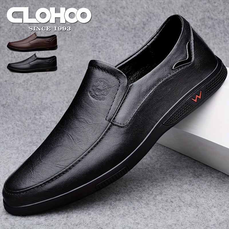 Men's Slip-On Loafers Soft Leather Rubber Sole Casual All-Season Low Top