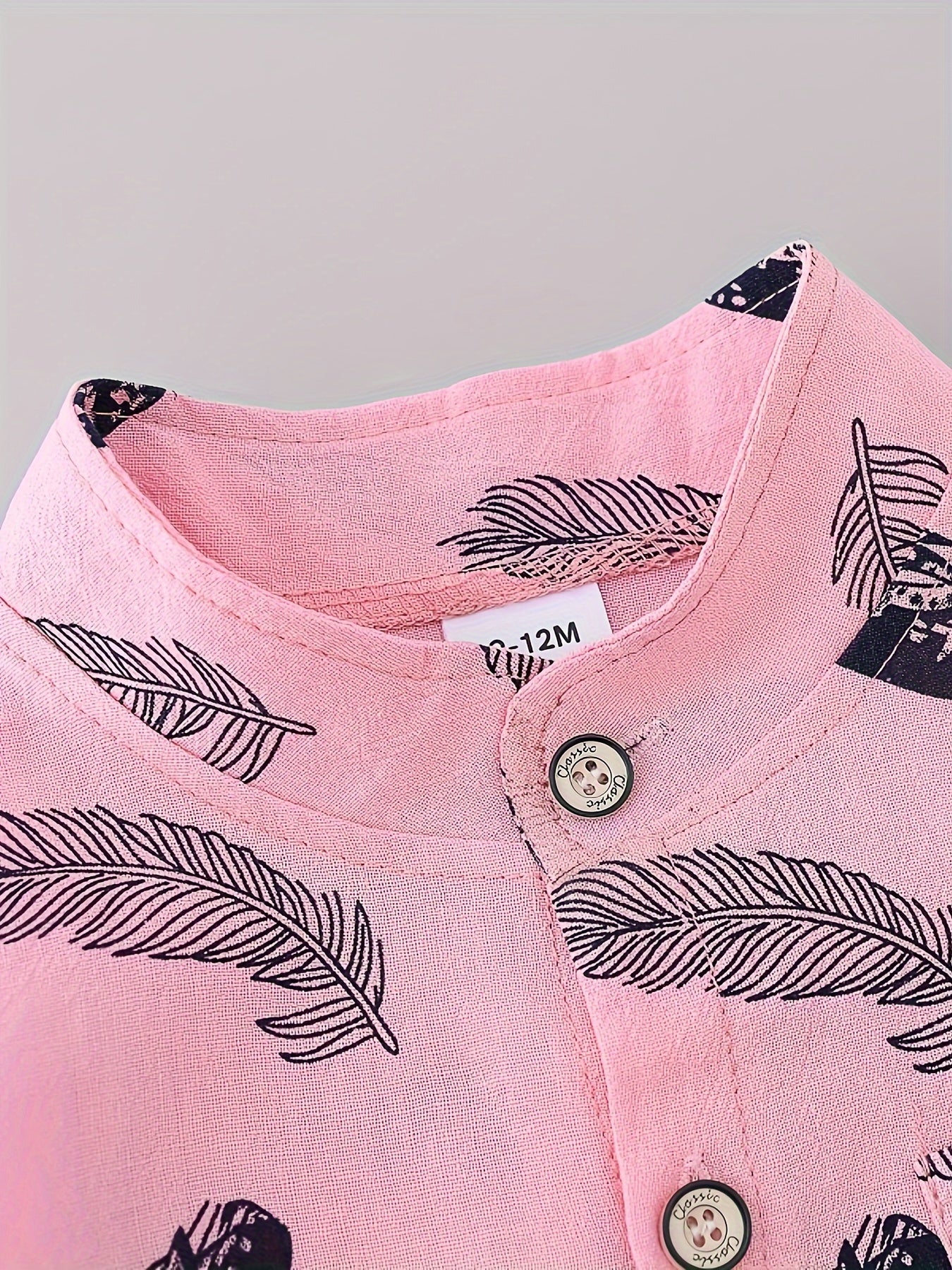 Baby Boys' Summer Cotton Casual Feather Pattern Shirt and Shorts Set