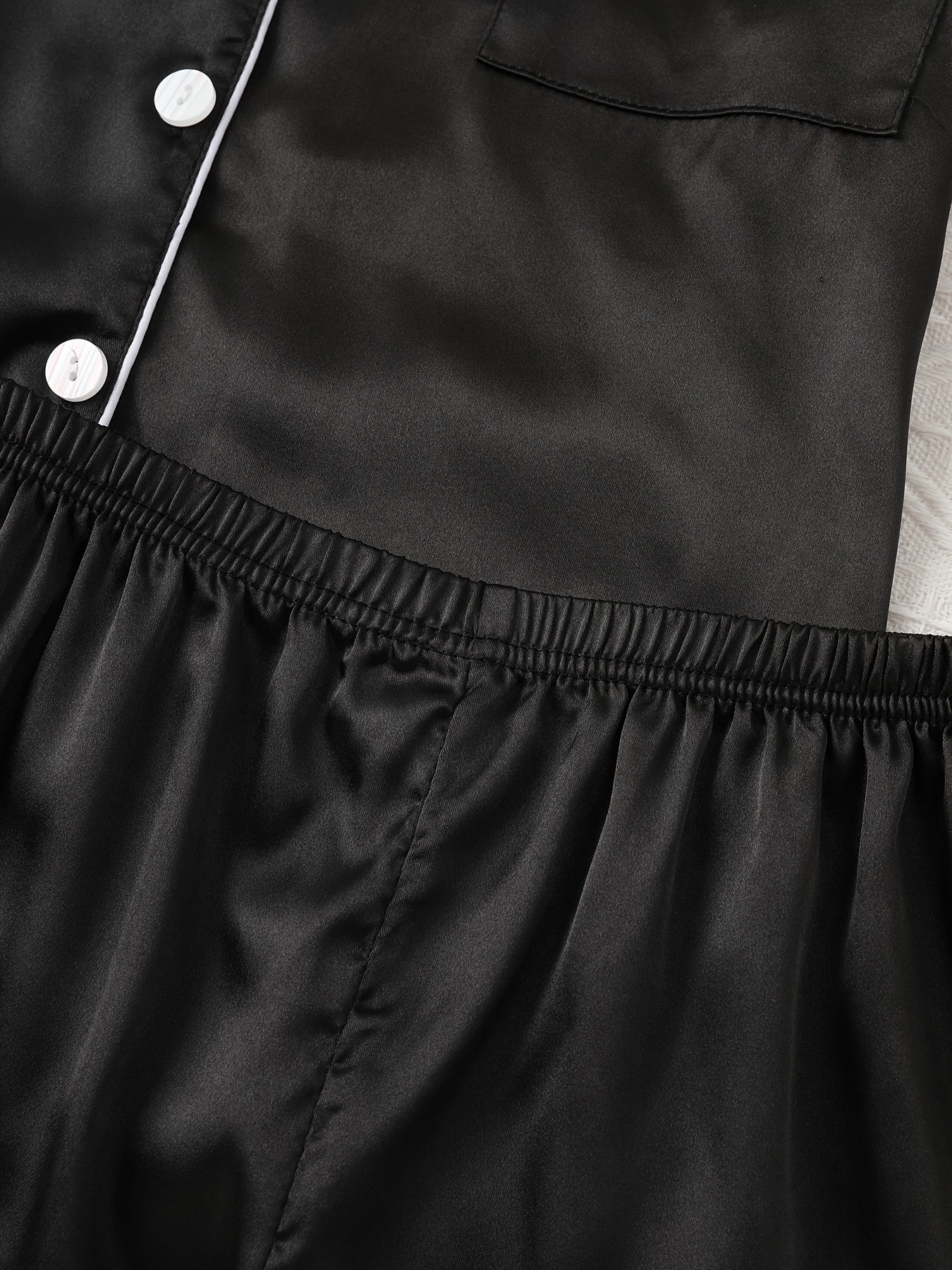 Adult Satin Solid Color Double Shorts Pajama Set