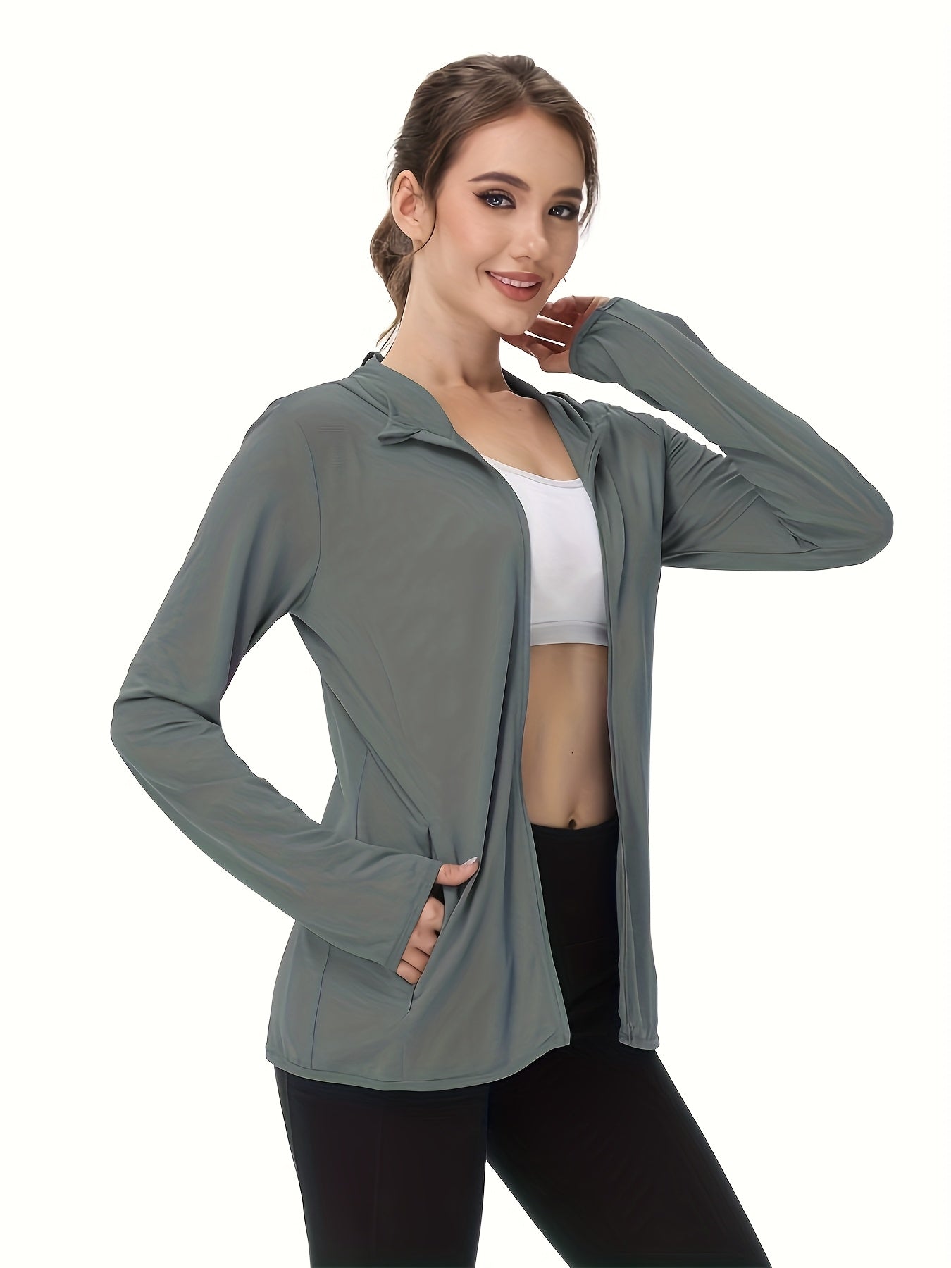 Plus Size Women's Lightweight Breathable Hooded Jacket for Outdoor Activities