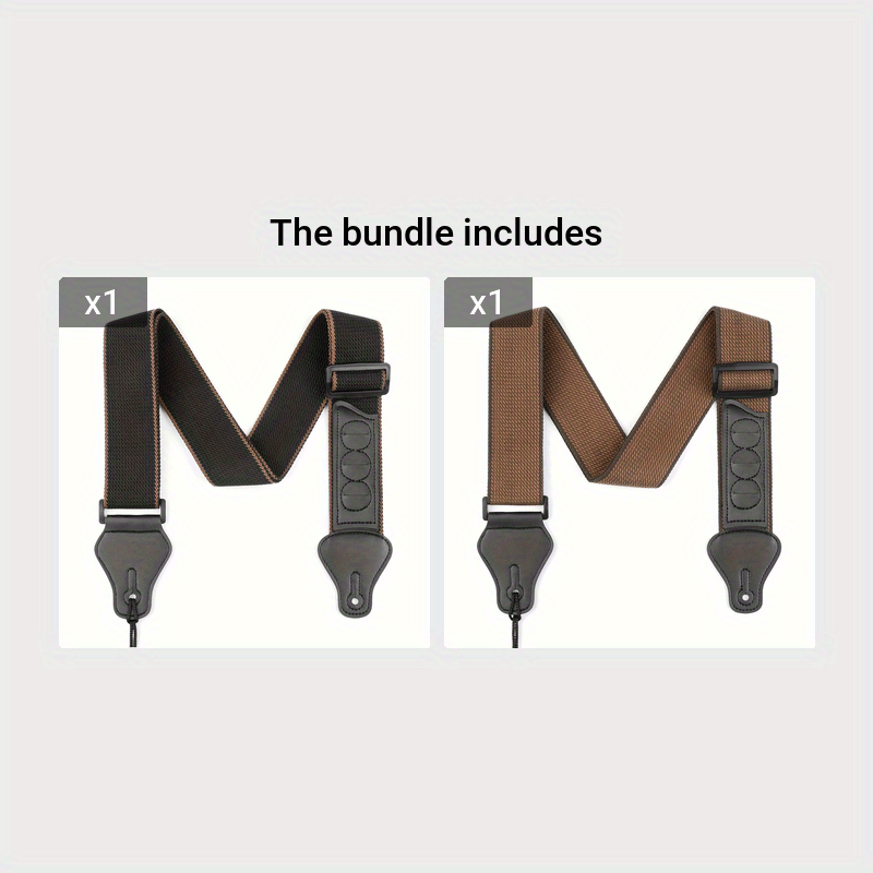 Leather Guitar Strap with Pick Holders Adjustable 2 Inch Black for Acoustic Electric Bass