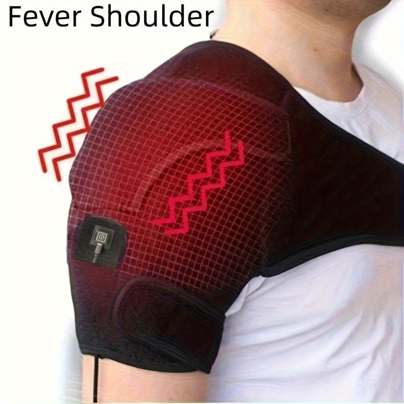 USB quvvatlangan isitiladigan yelka va tirsak massaj qiluvchi tayanch, tinchlantiruvchi issiqlik yostiqchasi, past voltli ishlash, nafas oladigan to'r mato va sozlanadigan tasma bilan.