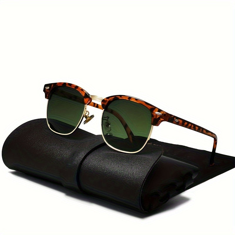 Luxury Semi-Rimless Retro Fashion Glasses for Men and Women Iron Alloy Frame AC Lenses