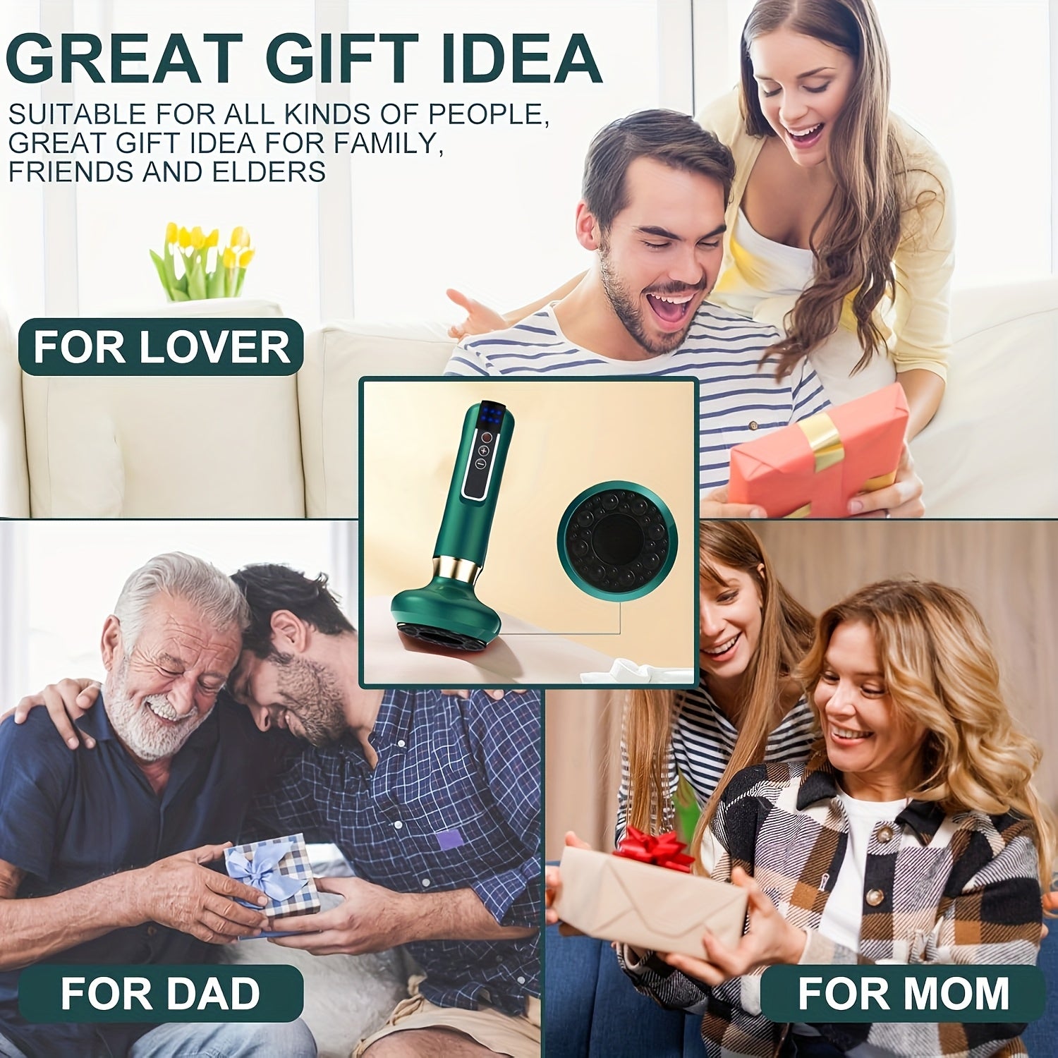 Herramienta eléctrica Gua Sha con dispositivo de masaje recargable USB de 6 velocidades para uso en el hogar