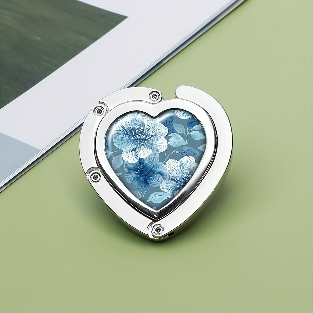 Heart-Shaped Boho Zinc Alloy Purse Hanger Foldable Tabletop Handbag Hook