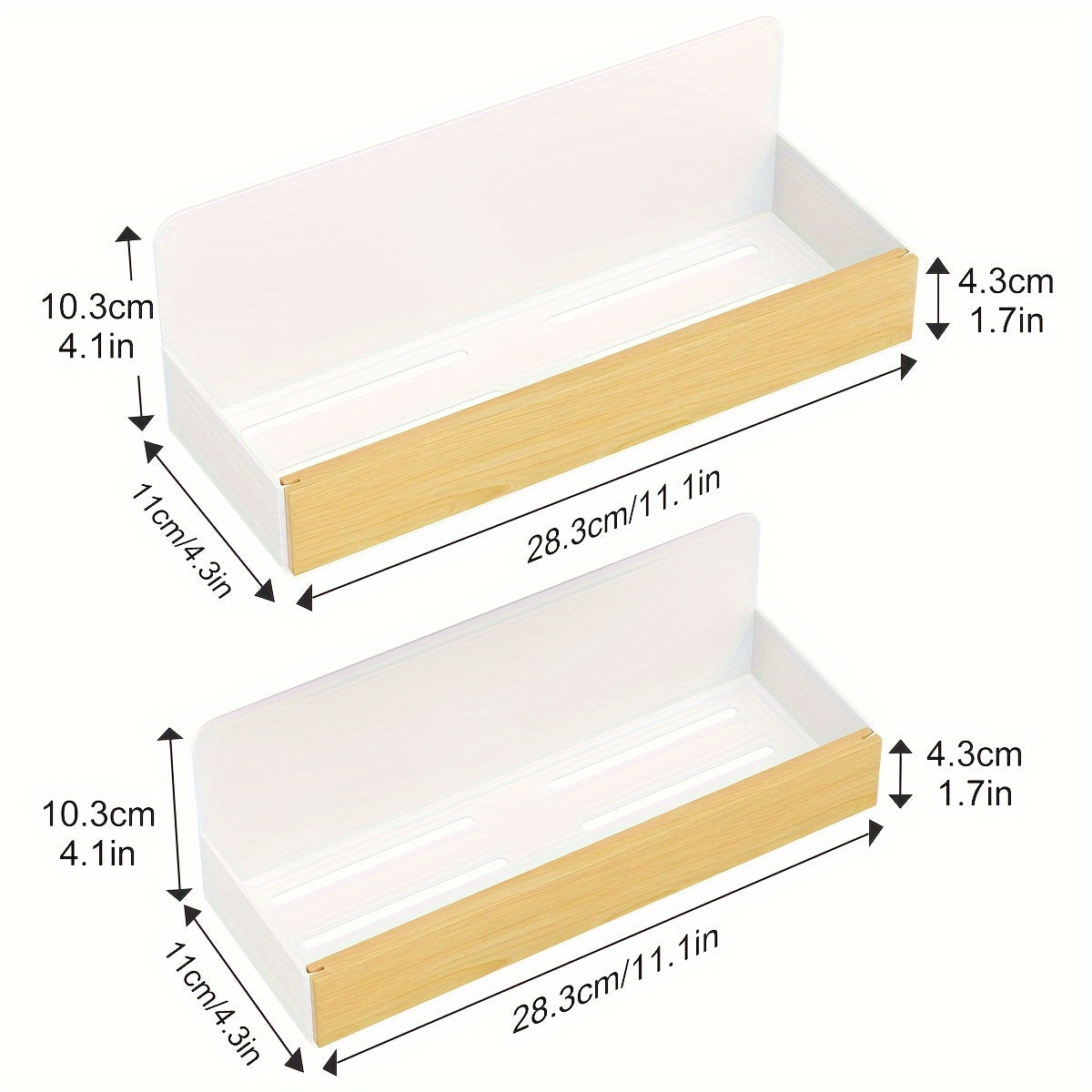 Magnetic Spice Racks for Refrigerator with Removable Metal and Bamboo Shelves White