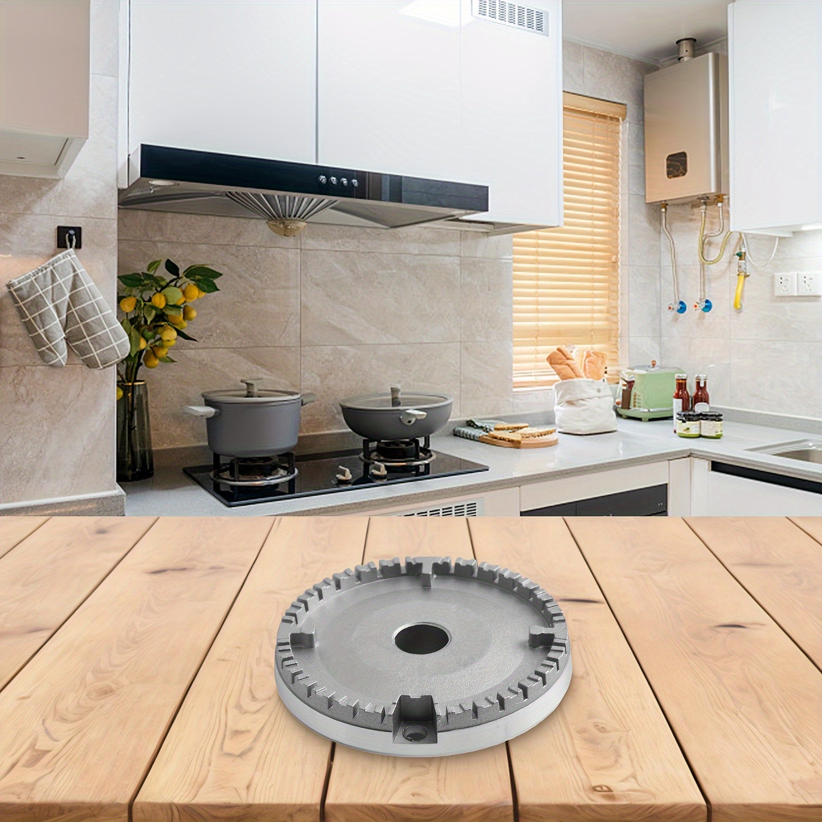 10-Piece Cast Iron Gas Burner Heads Set for Kitchen Stove Tops Universal Battery-Free