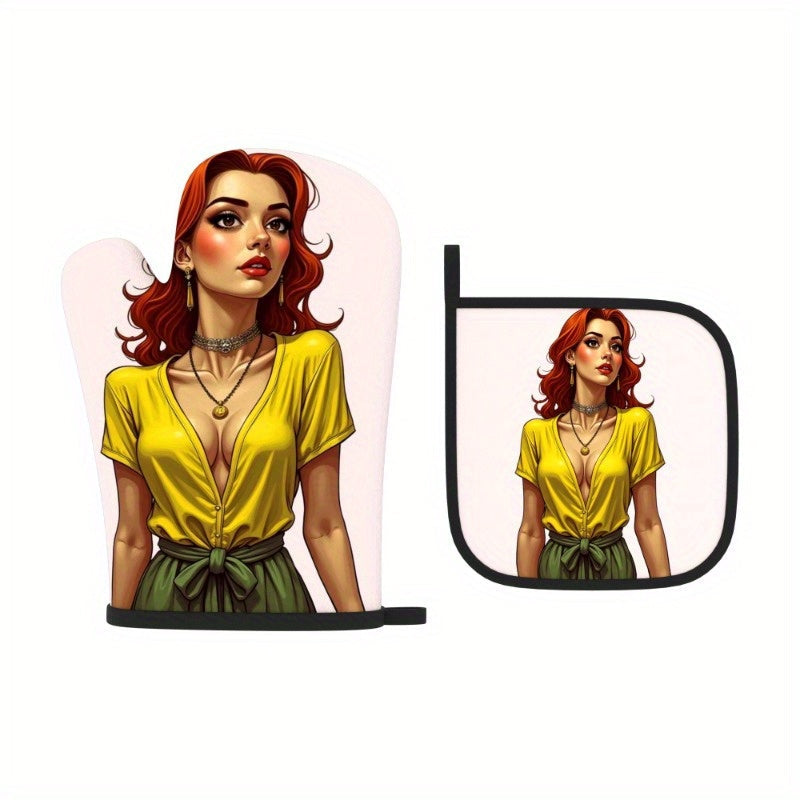 2 ta pechka mitti va qozon ushlagichlar to'plami, o'lchami 26.92*17.02 sm. Ushbu go'zal va issiqlikka chidamli aksessuarlar pishirish, pishirish, oshxona bezatish uchun mukammaldir va ajoyib uy sovg'asi bo'ladi.