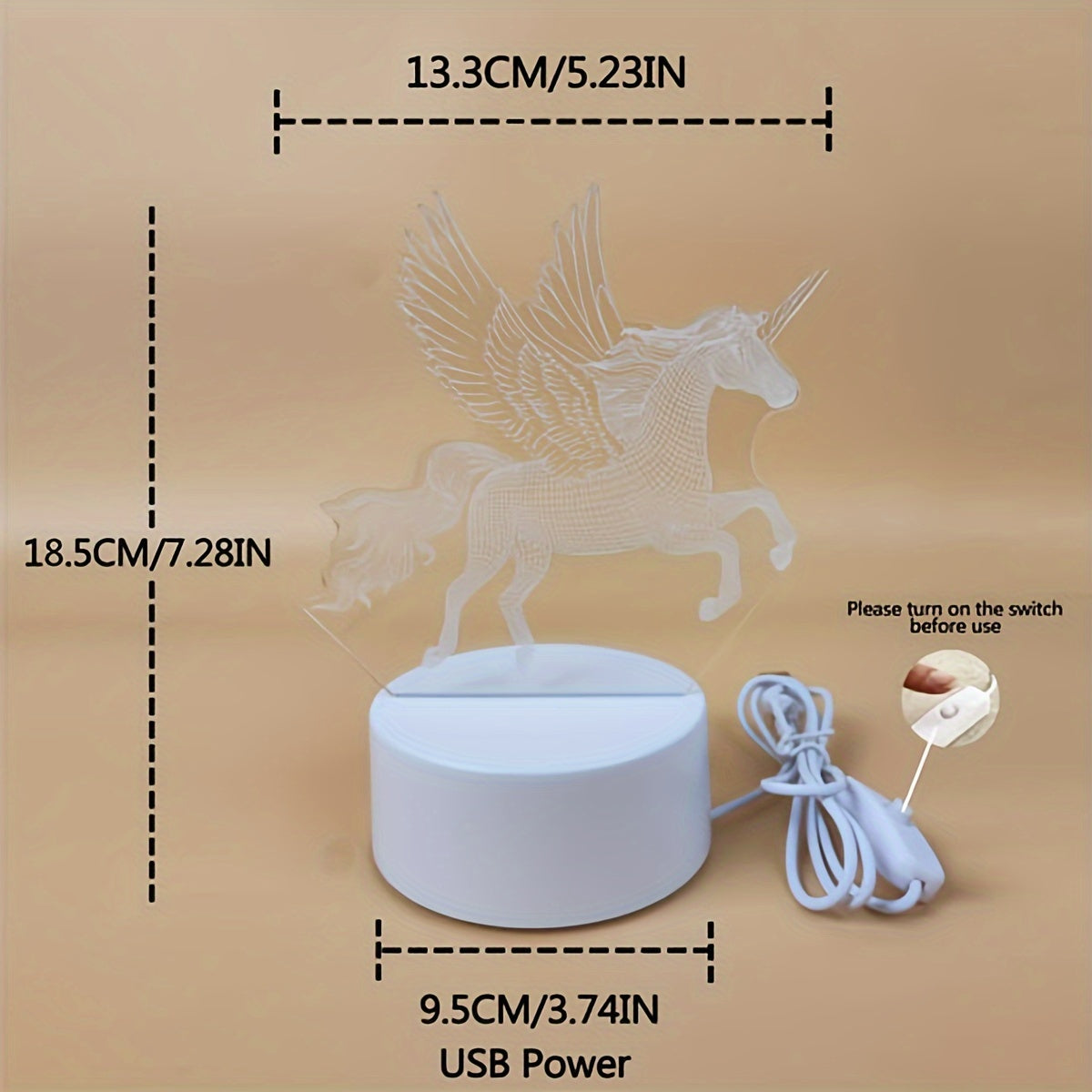 Pink Unicorn Night Light for Kids Bedroom Decorative Lamp Childrens Nightlight