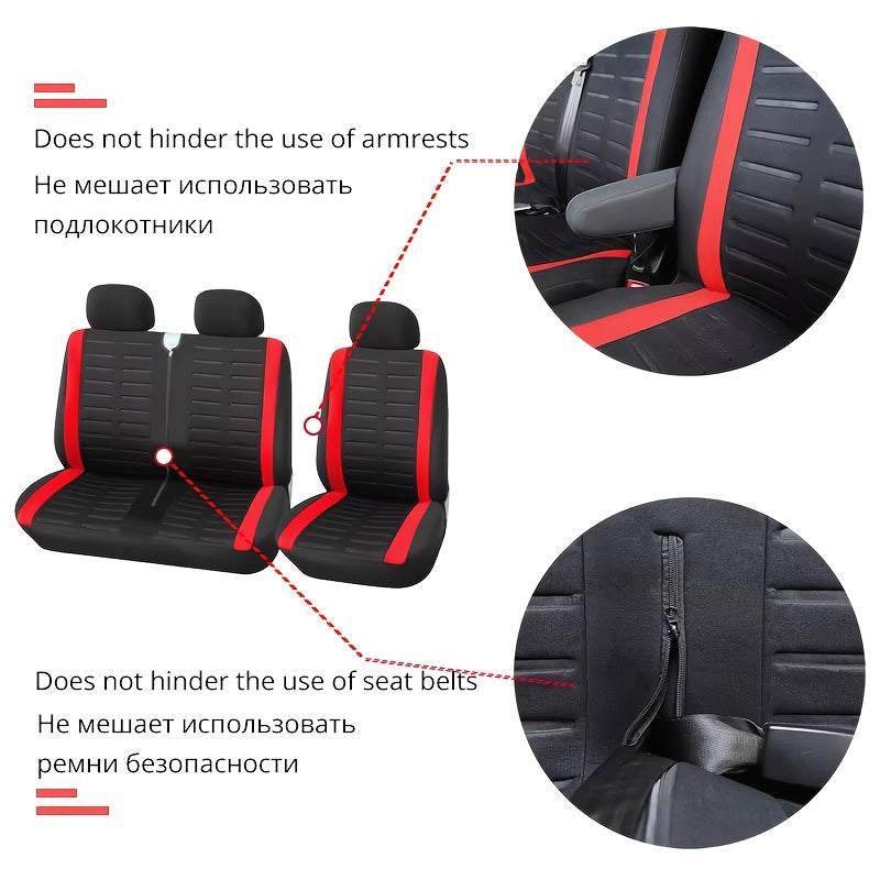 Universal avtomobil o'rindiq qoplamalari nafas oladigan polyester 2+1 o'rindiqlar uchun
