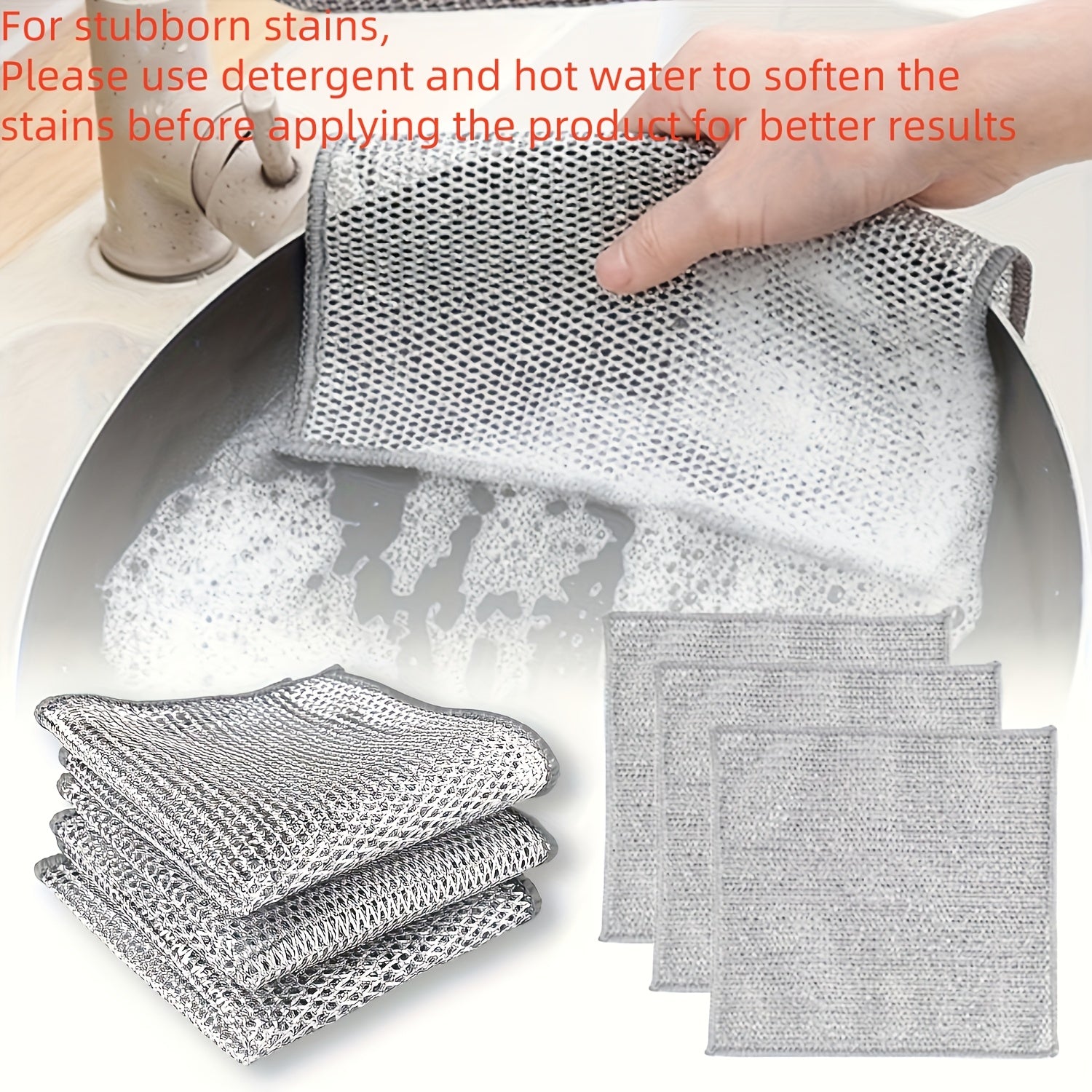 30-Pack Reusable Microfiber Steel Wire Scrubbing Pads for Kitchen Cleaning