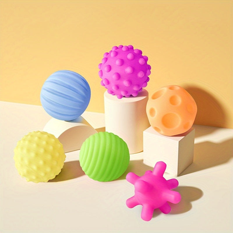 Yosh bolalar uchun kognitiv o'yinchoq - Erta o'rganish va chaynash uchun rang-barang silikon sezgi to'pi, Qizil/Yashil/Sariq, Bolalar o'yinchoqlari