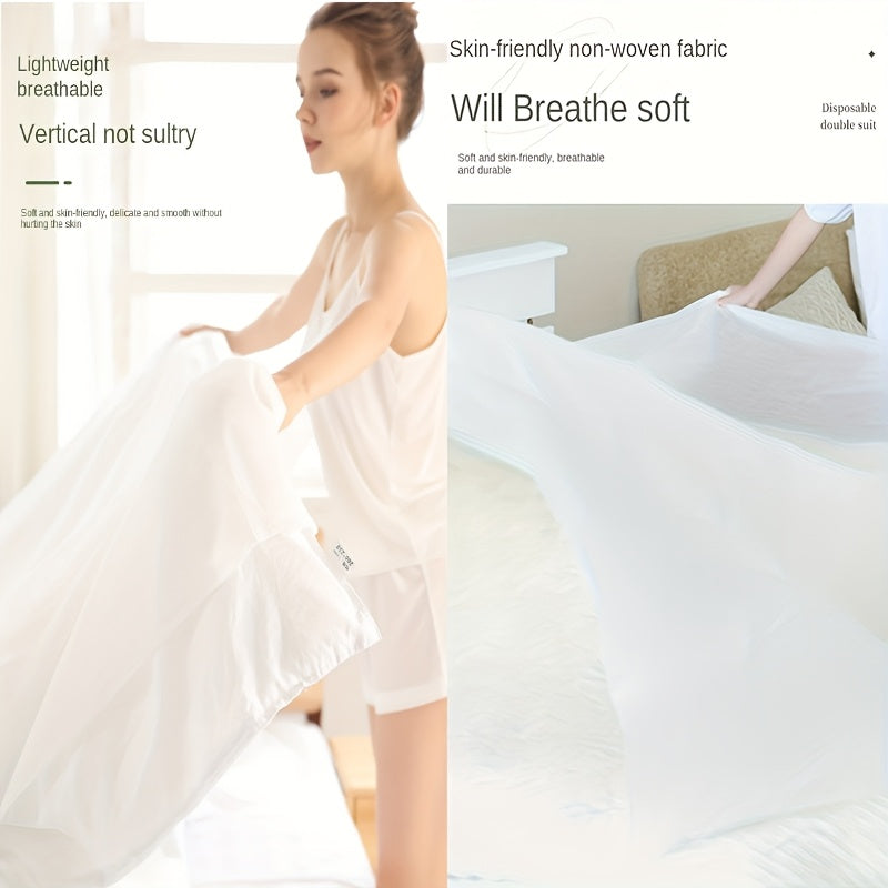 Disposable Bed Sheets Pack Reusable Thick Material for Hotels Travel and Allergy Protection