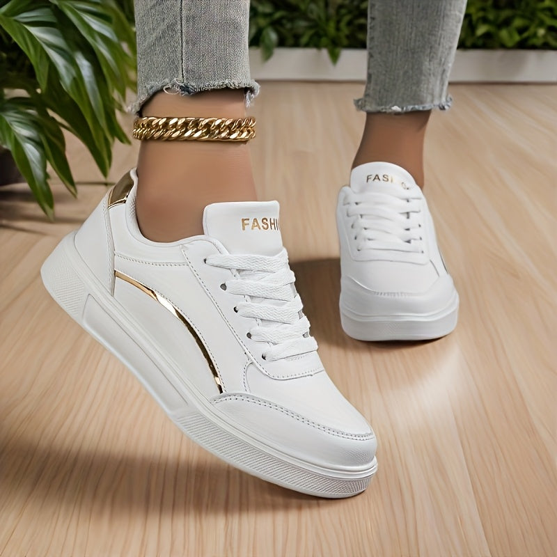 Женские белые кроссовки на шнуровке - легкие, повседневные, для полных размеров