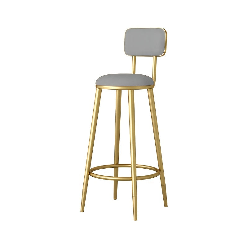 Minimalist Wrought Iron Bar Stool with Gold Legs and Comfortable Backrest for Home Restaurant Cafe