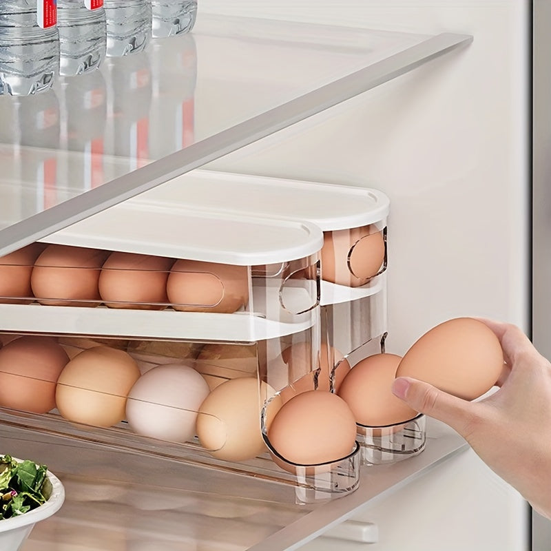 Kitchen Refrigerator Egg Storage Box Durable PP 30 Eggs Space-Saving Organizer