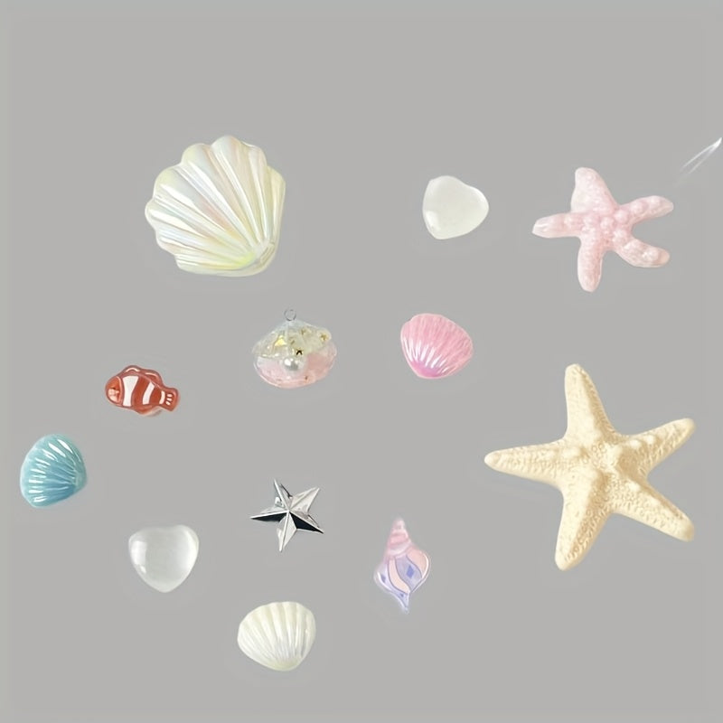 12Pcs Sea Life Shoe Charms Set - Removable Rhinestone Chains for Clogs