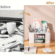 Multifunctional Desktop Organizer with Two Drawers for Office Supplies and Vanity Storage