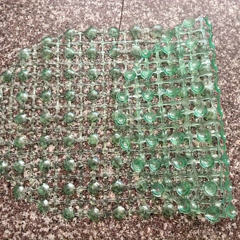 Blue PVC Oval Non-Slip Bath Mat Water Bead Design Soft Comfortable Hand Washable