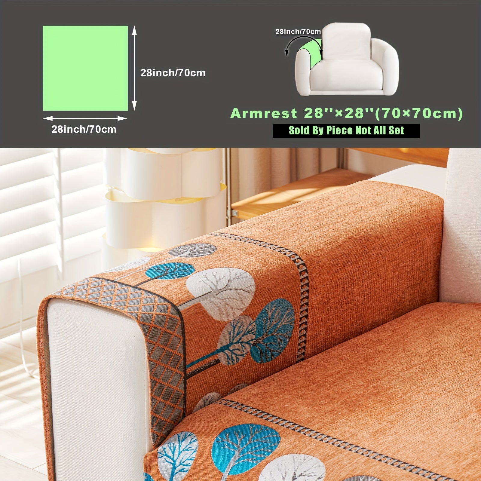 Bohemian Style Sofa Cover with Moonlight Forest Tree Pattern Non-Slip Machine Washable for Single to Quadruple Seat Sofas
