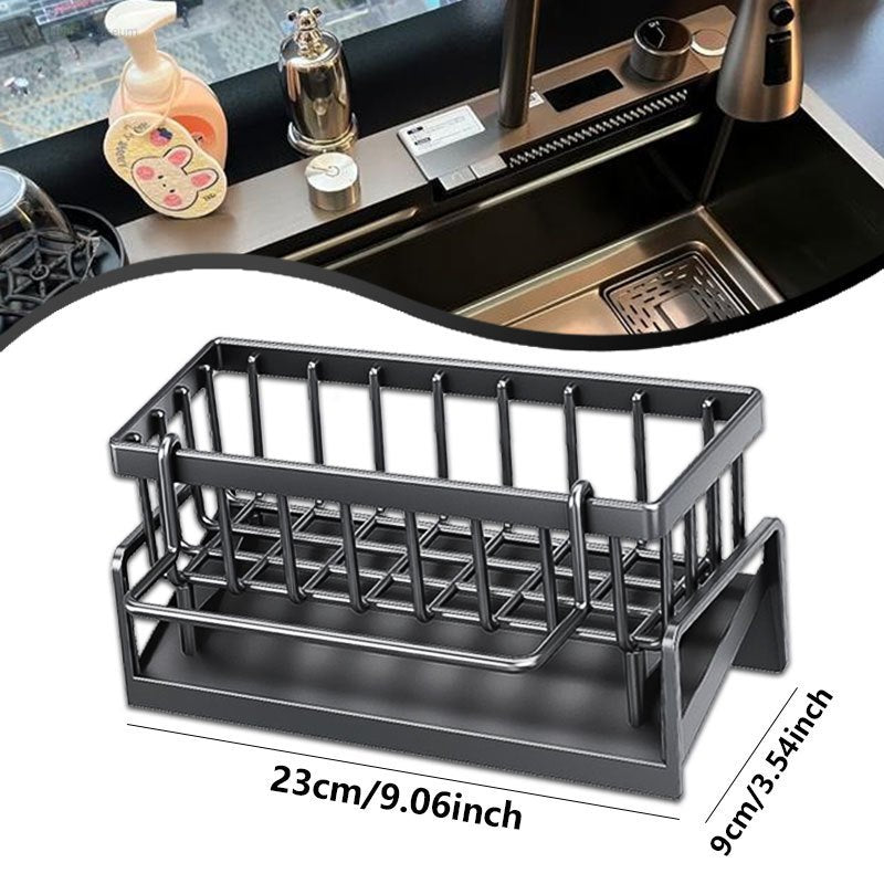 Multifunctional Plastic Sink Organizer with Towel Bar Kitchen Sponge Holder Soap Dish