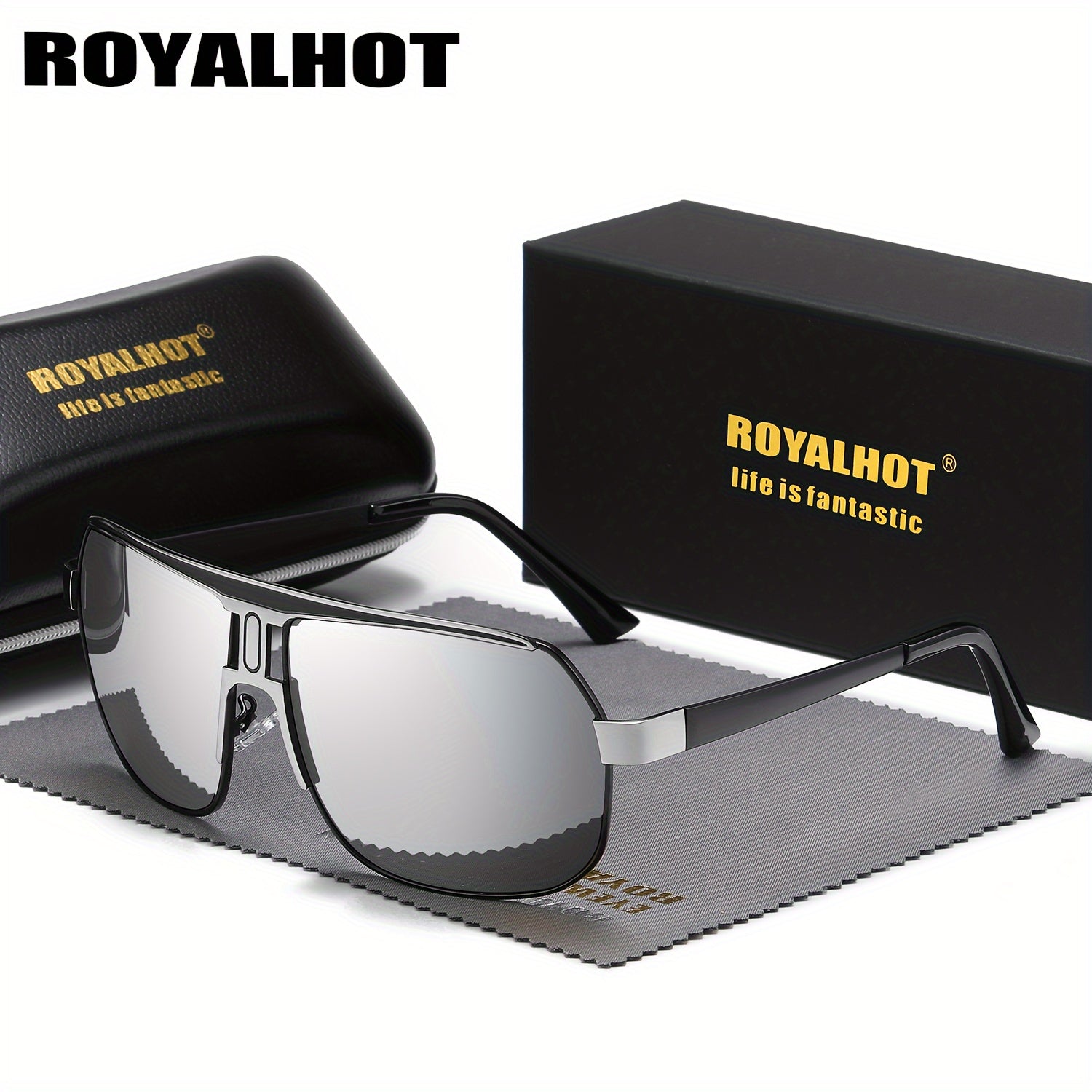 Unisex Metal Polarized Sunglasses Large Frame for Driving and Gifts