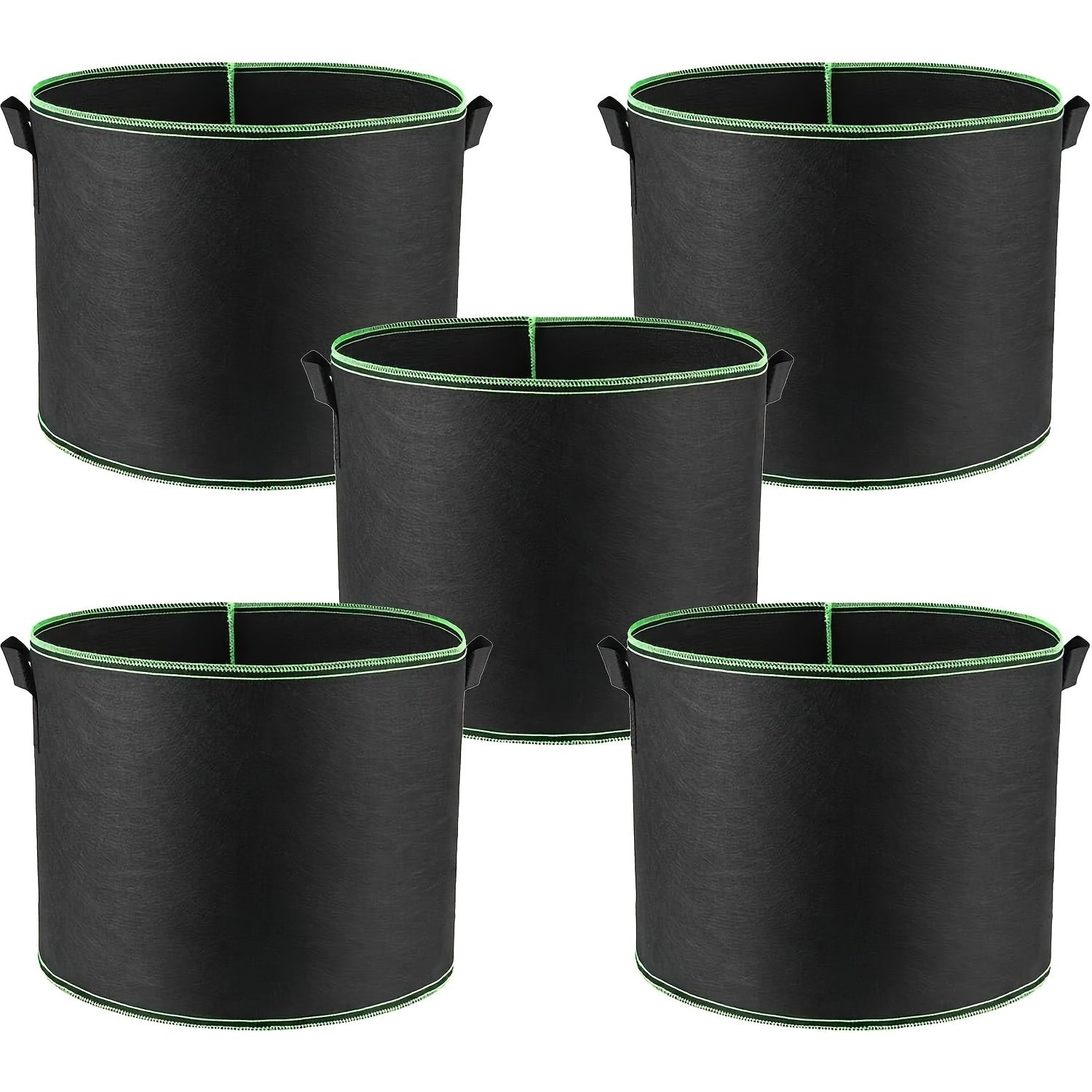 Set of 5 Thickened Non-Woven Planting Bags for Gardening Indoor Outdoor 11.36L 18.93L 26.5L 37.85L