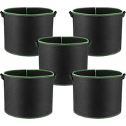 Set of 5 Thickened Non-Woven Planting Bags for Gardening Indoor Outdoor 11.36L 18.93L 26.5L 37.85L