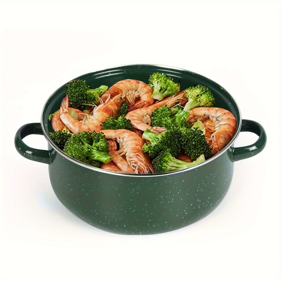 Yashil emal idishlar to'plami: 3 dona bilan, 5 dona olish imkoniyati mavjud. Har qanday pishirish ehtiyojlariga mos keladigan ko'p funksiyali oshxona qozonlari va qozonlar. Gaz, elektr va induksion pechlar bilan mos keladi.