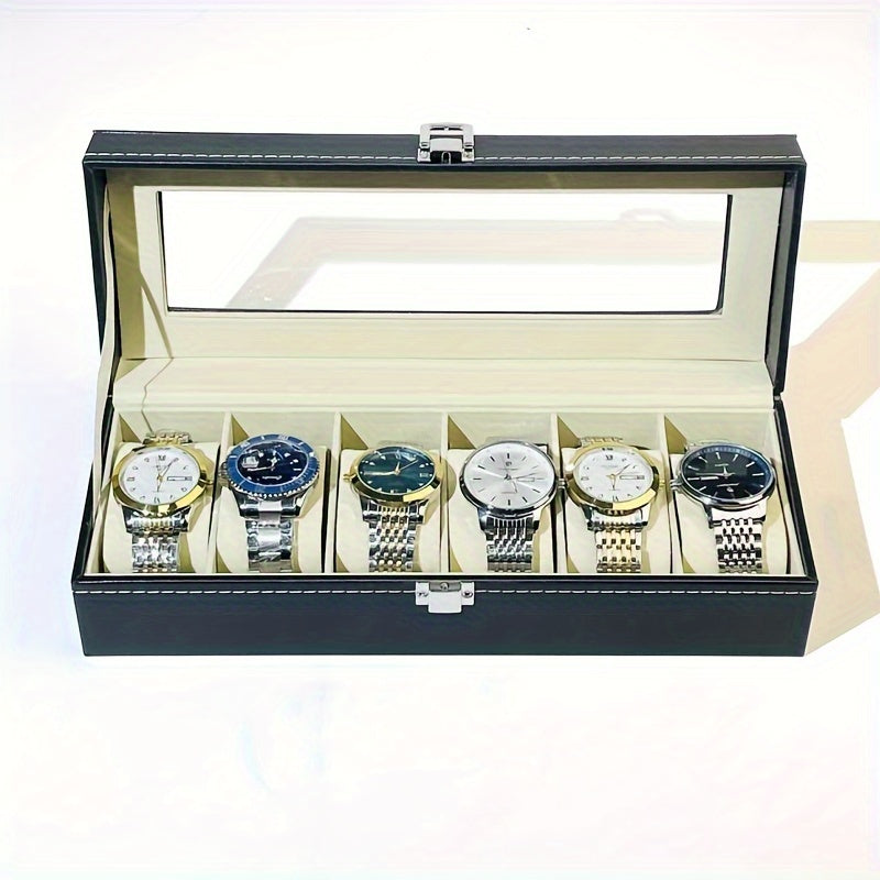 Large Capacity Watch Storage Box with 6 Slots for Men and Women