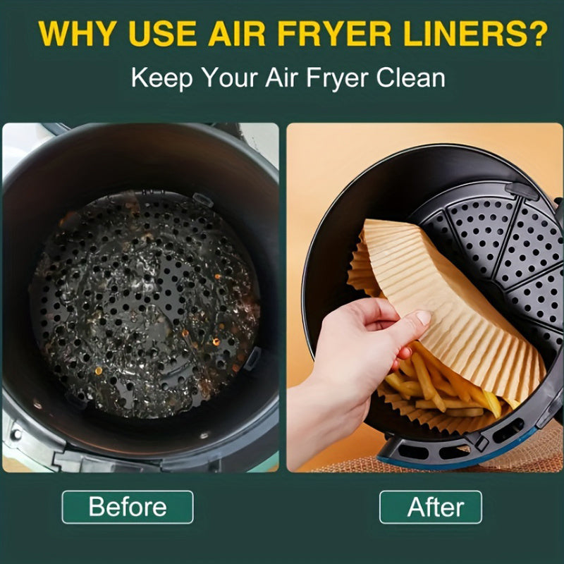 Round Silicone-Coated Non-Stick Air Fryer Liners for Baking and Cooking