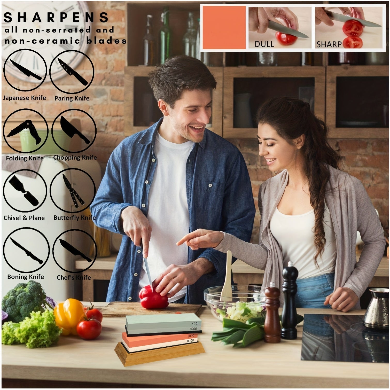 Набор камней для заточки ножей с комплектом точильных камней, нескользящая основа, кожаная полировка