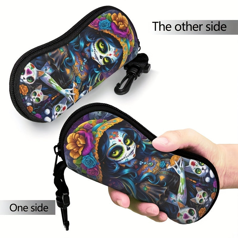 Galaxy Print Glasses Case for Men and Women Rubber Zippered Eyewear Sleeve
