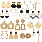 Set of 5 Bohemian Style Drop Earrings in Various Shapes Minimalist Alloy Jewelry for Women
