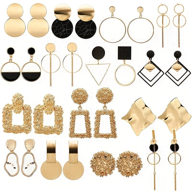 Set of 5 Bohemian Style Drop Earrings in Various Shapes Minimalist Alloy Jewelry for Women