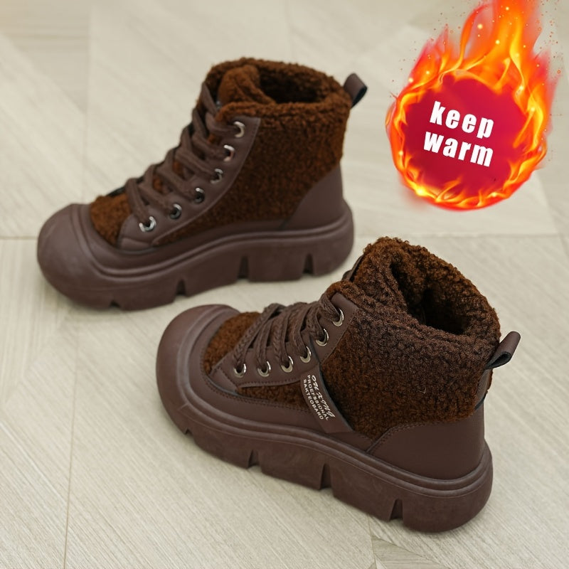 Women's Plush Thick Warm High-Top Winter Snow Boots With Adjustable Strap