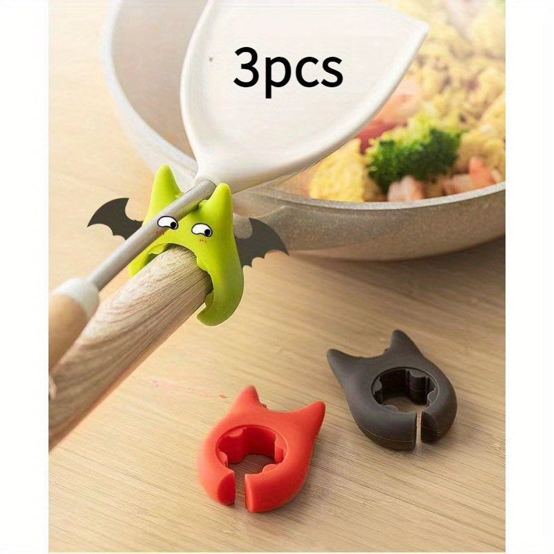 Plastik spatula ushlagichi qiziq shayton dizayni bilan - teshiksiz pishirish spatulasini qo'yish, to'kilmas idish ushlagichi, oshxona uchun asboblar saqlash tokchasi, yig'ishsiz foydalanishga tayyor