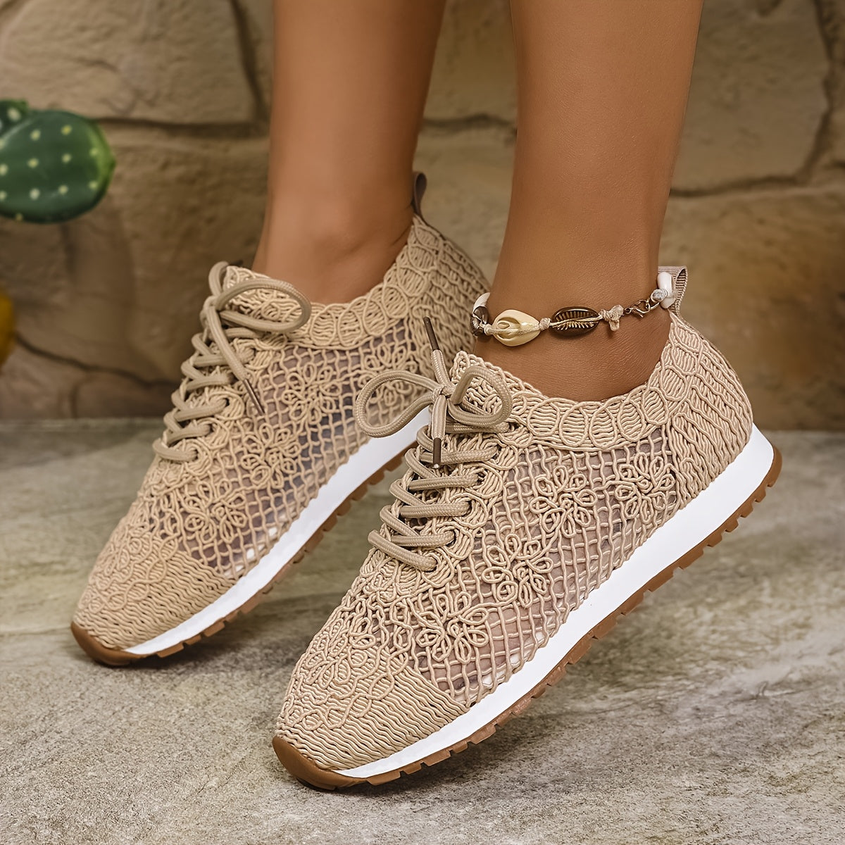 Women’s Summer Mesh Casual Shoes Breathable Fabric Rubber Sole Solid Color