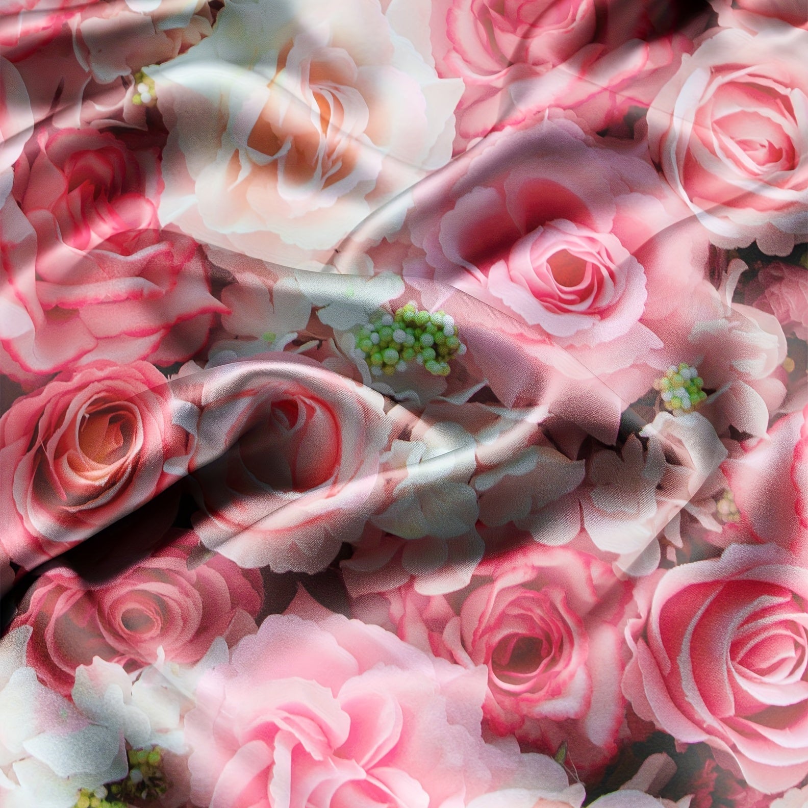 Satin Pillowcase for Hair and Skin Floral Pattern 50x66cm Envelope Closure