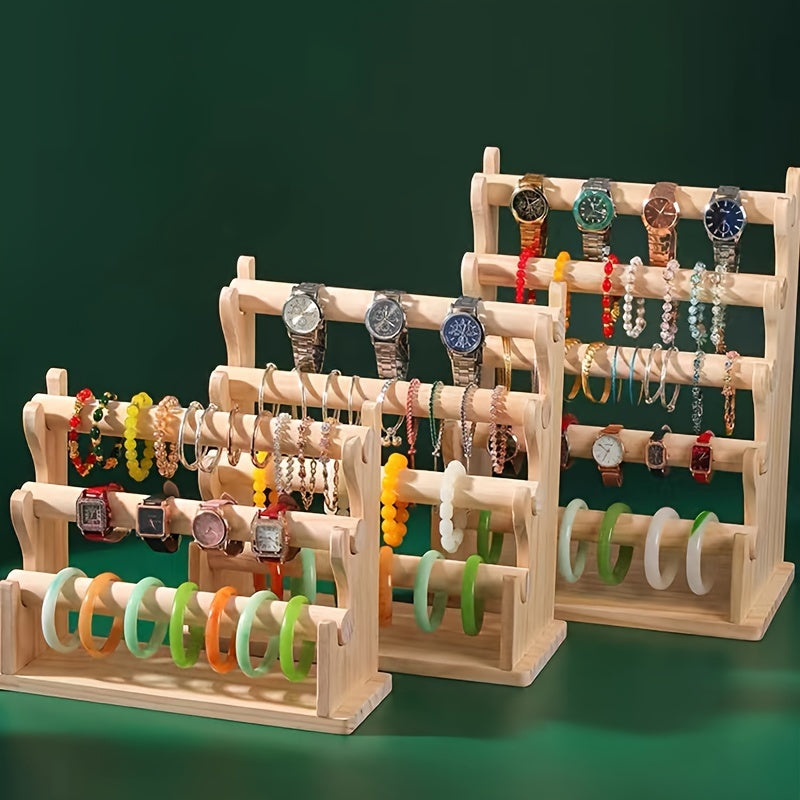 Деревянная стойка для хранения украшений для браслетов, часов и аксессуаров для волос